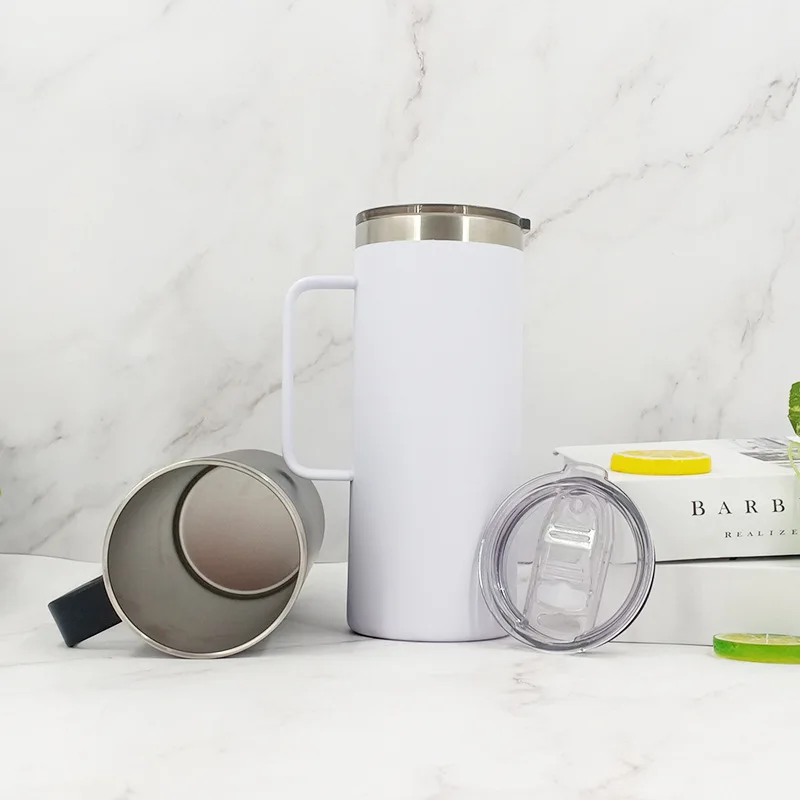 Ready To Ship White Insulated Flask Metal Thermos Mug Vacuum Flask Travel Coffee Mug With Silicone Cover