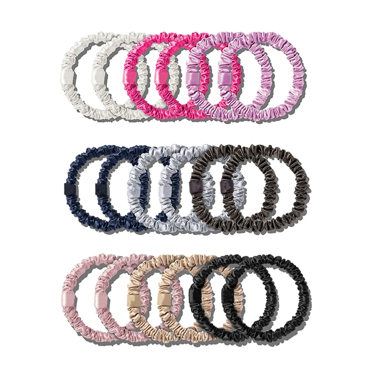 2022 Новое поступление 16 мм маленькие резинки из чистого шелка заводская цена модные тонкие резинки 1 см шелковые резинки для волос