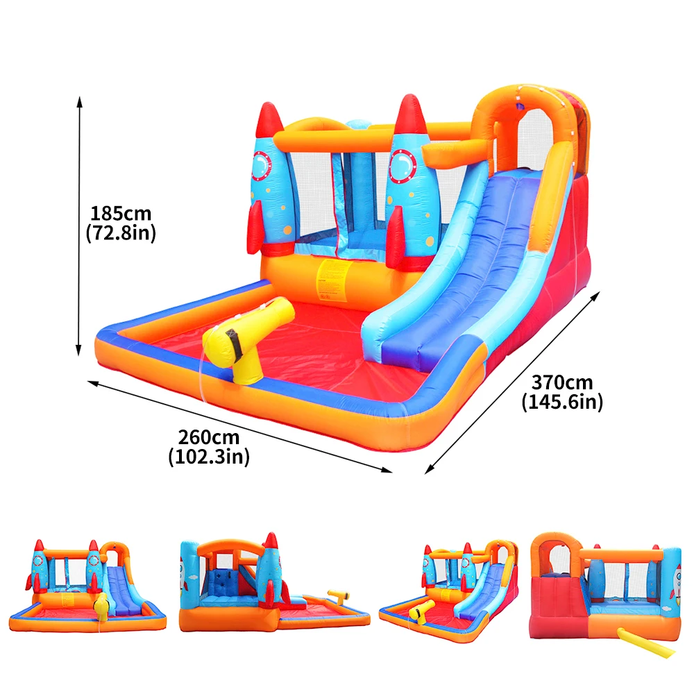 Doctor Dolphin Space Rocket Dream Hot Design Inflatable Water Play Jumping Tower Bouncing House Bouncing Castle Water Slide