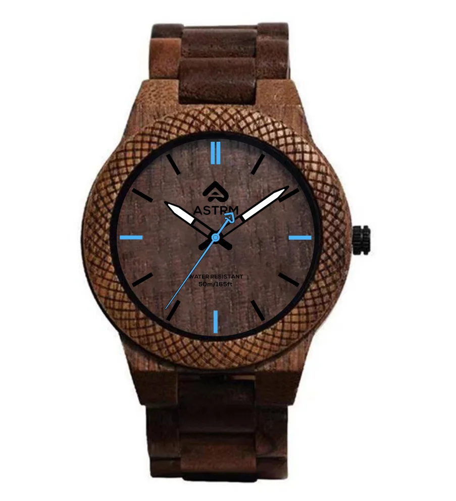 OEM custom high quality sapphire glass japanese movement steel ring and  5 atm real waterproof  Wooden Watches