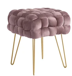Лидер продаж, очень мягкий квадратный бархатный оттоманка для ног, современный роскошный металлический пуф