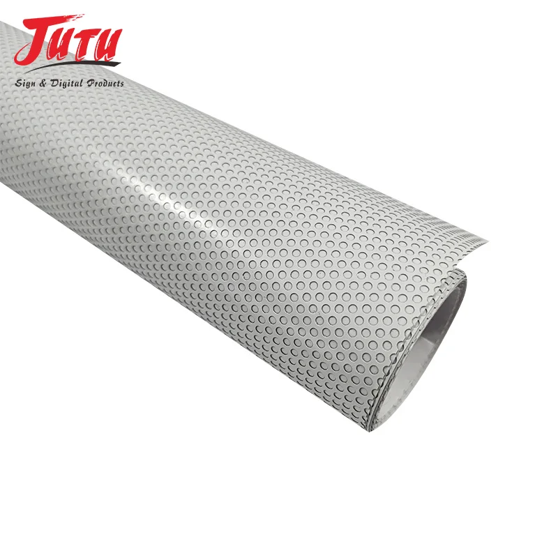 Factory perforated vinyl see through sticker heat rejection building window film printable pvc sticker vinyl mesh one way vision