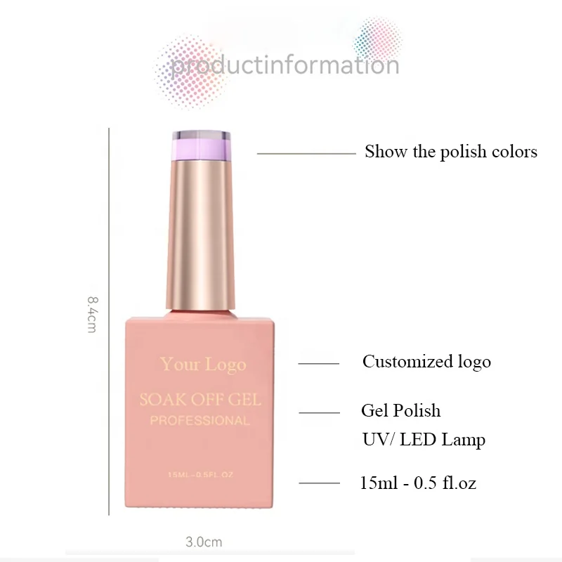 Private Label 15ml Soak Off Nail Gel Polish 48 Color Macarone 0.5oz UV Semi Permanent UV LED Base Top Coat Gel Nail Polish Set