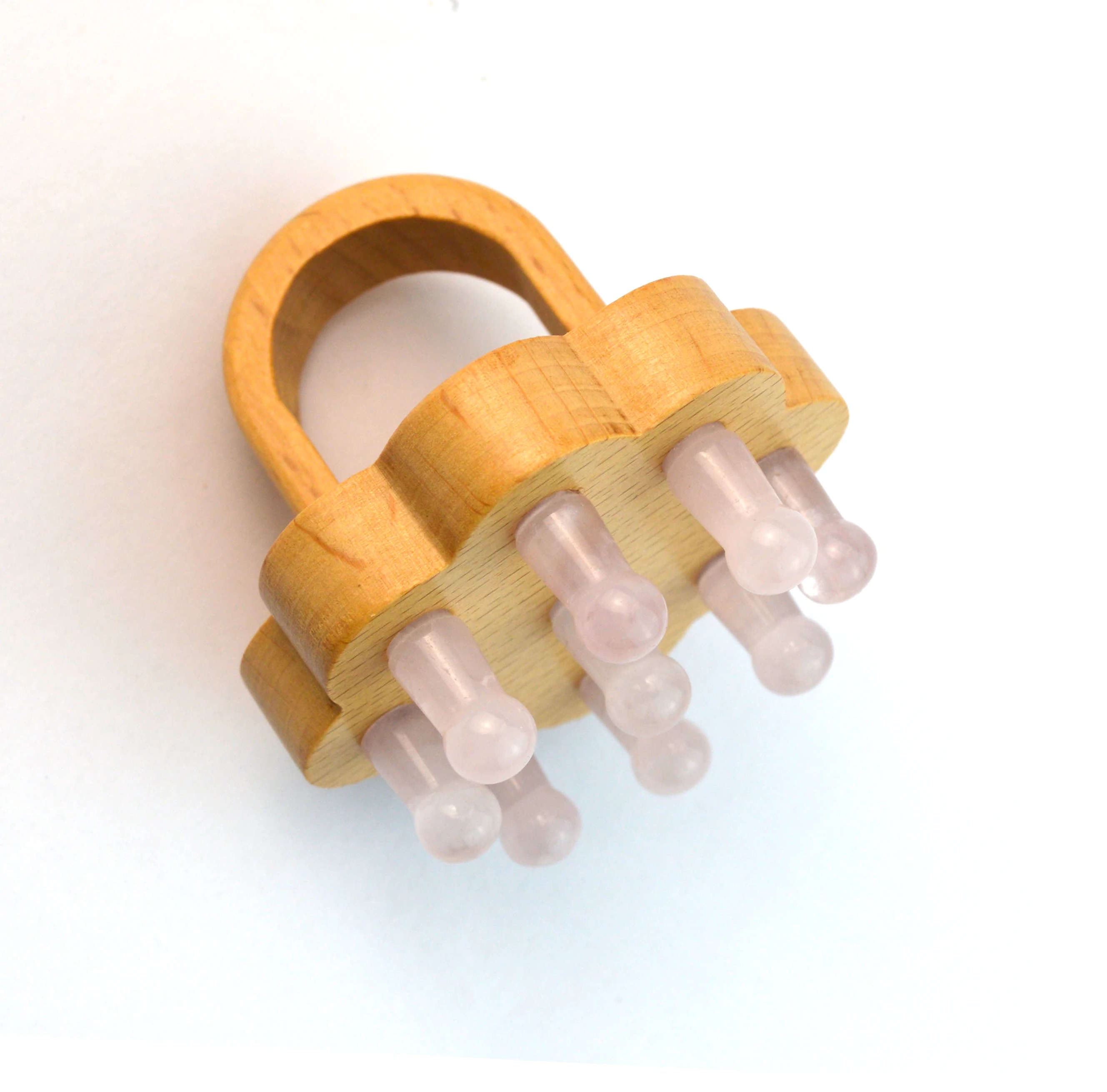 Rose Quartz Scalp Massage Comb Head Hair Care Jade Massager Hair Brush Relieve Headache Head Stress Relax Massage Tool