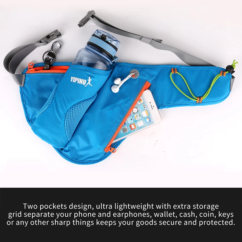 YIPINU Men running belt waist pack with water bottle holder waterproof waist bag wholesale
