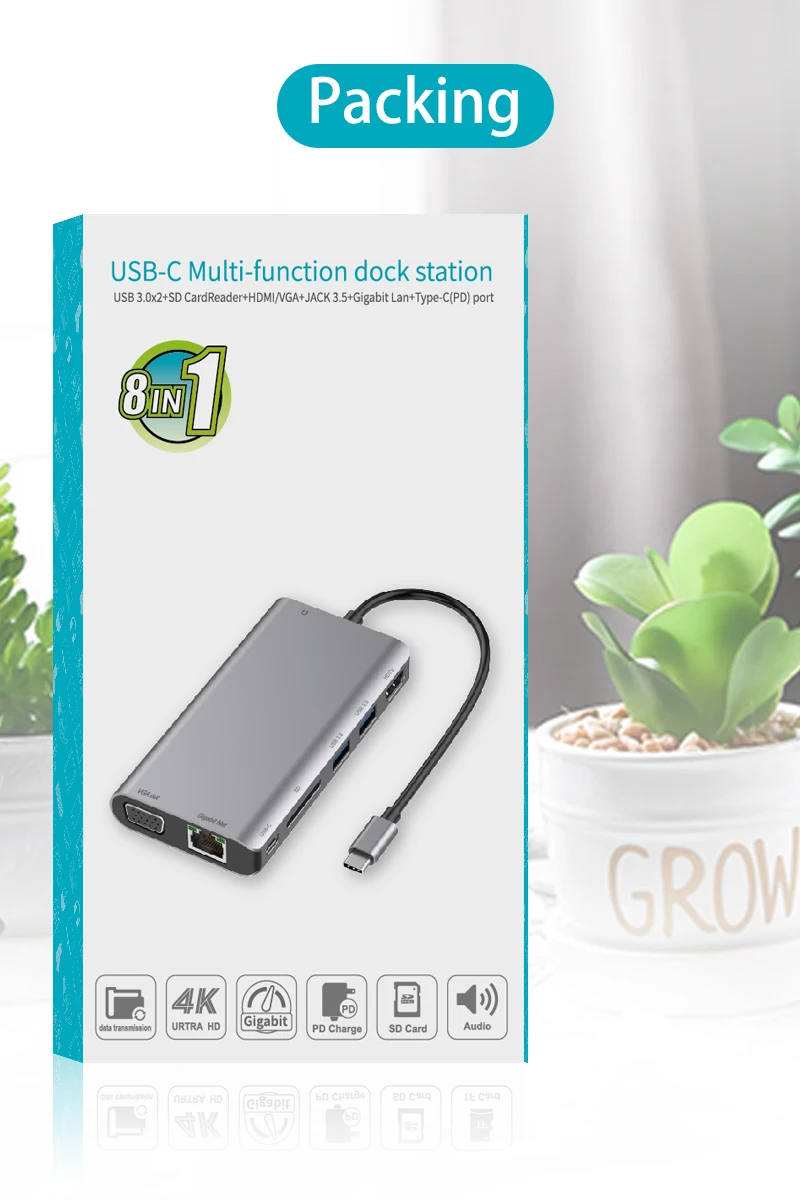 Заводская Прямая поставка USB 3 0 SD кардридер VGA HDTV Gigabit Lan Type C многофункциональная