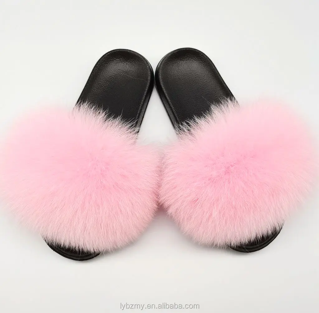 
Wholesale ladies fur slippers warm fluffy slippers fox 