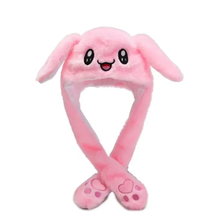 Wholesale Fashion Design Winter Animal Cap Ear Movable With Light Cute Bunny Cap Popup Ear Funny Bunny Hats