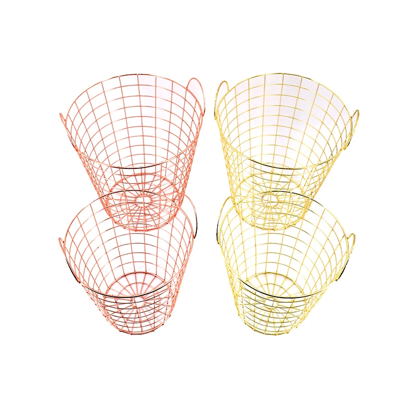 Storage Basket  Rose Gold Nordic Simple Style Metal Modern Home Storage Organization Metal Iron