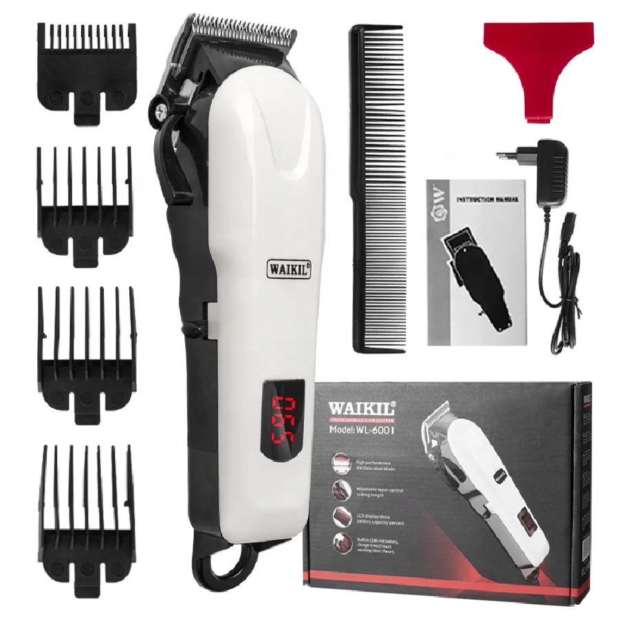 Factory wholesale Barber Cordless Professional Hair Clippers Rechargeable Hair Trimmer for Men WAIKIL