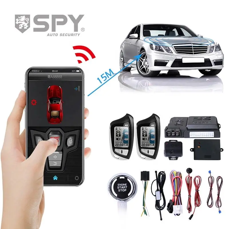 SPY Alarma de auto de dos vias car security remote start engine universal car alarm keyless entry system