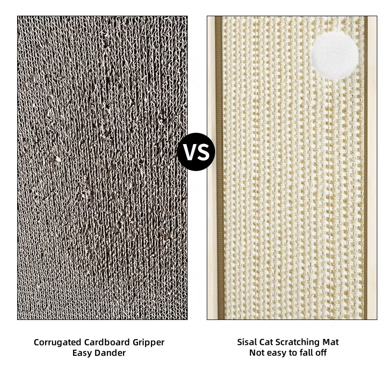 New Arrival L Shape Cat Scratcher Sisal No Debris Cat Scratching Board with Ball Toy Solid Wood Furniture Protector for Cats
