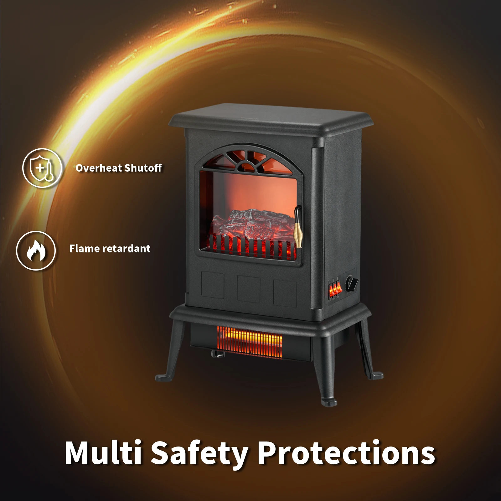 CETLus CTUVus CE ERP RoHS 1000W 1500W Infrared Heat Indoor Household Space Electric Fireplace Fire Place Manual Stove Heater