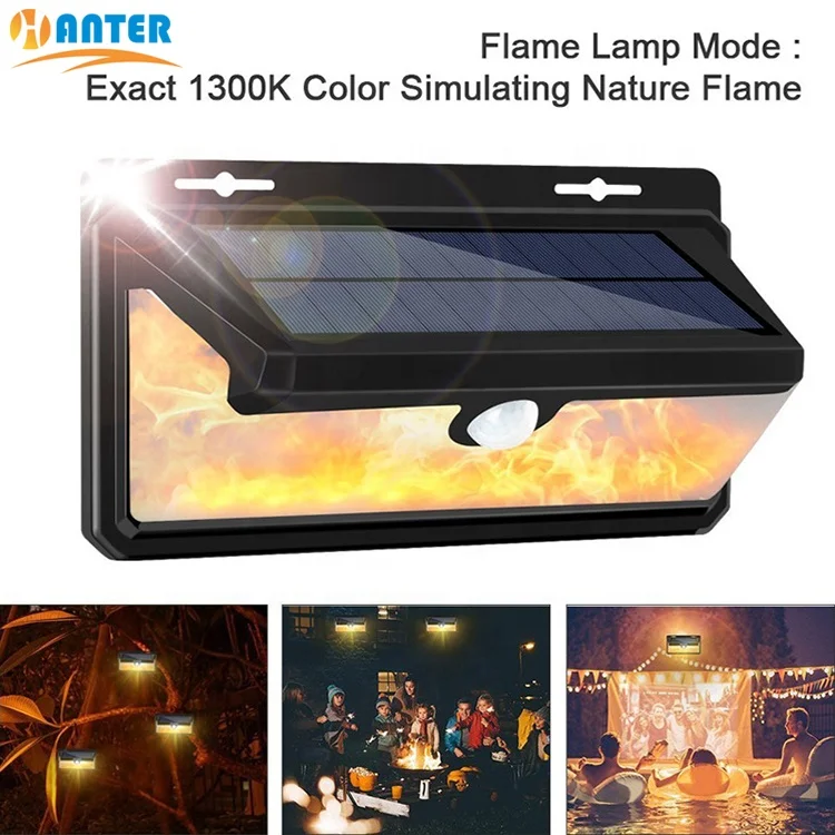 
Outdoor Flame Lamp 158LED Solar Wall Light For Garden Wall Lawn gate 