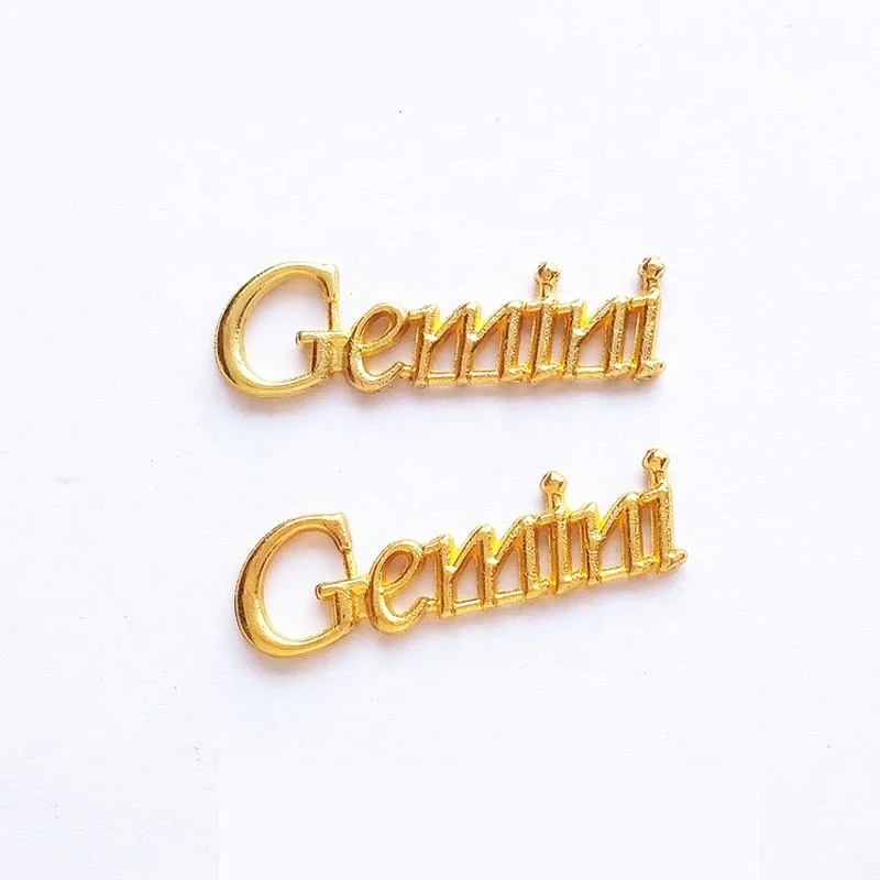 12pcs Nail Art Charm 3D Alloy Gold Constellation Letters Shape Crystal Rhinestone Press On Tips Decoration