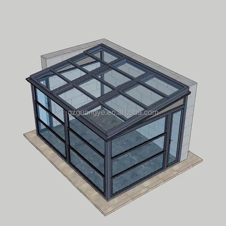 Patio Fireplace Sunroom Enclosure Aluminium Backyard Glass House Veranda With Glass Partitions Window