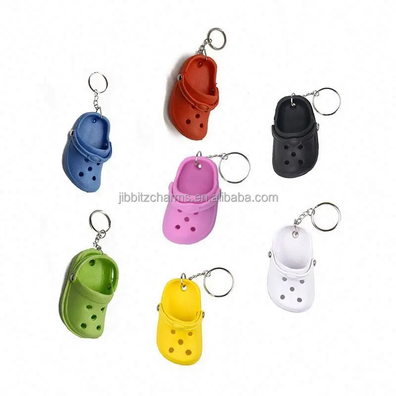 Cute Mini clog Shoe Keychain wholesale Summer Colorful  Shoes Creative 3D Beach Small Hole Shoes Keychain