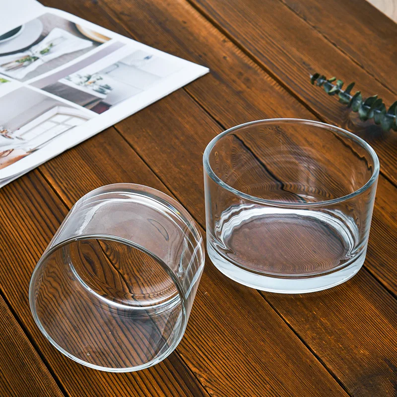 Custom Empty Containers Round Glass Candle Jars Reusable High Quality Matte Transparent Candles Jars