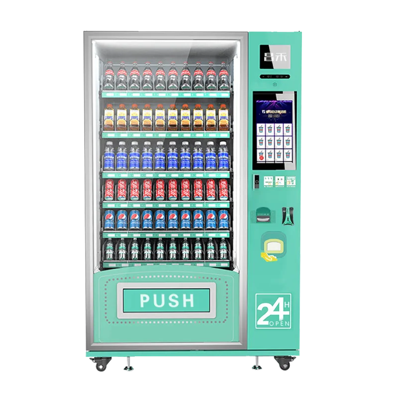 Snack and beverage vending spings and beverage commercial automatic vending machine  led display screen ice cream mask vending