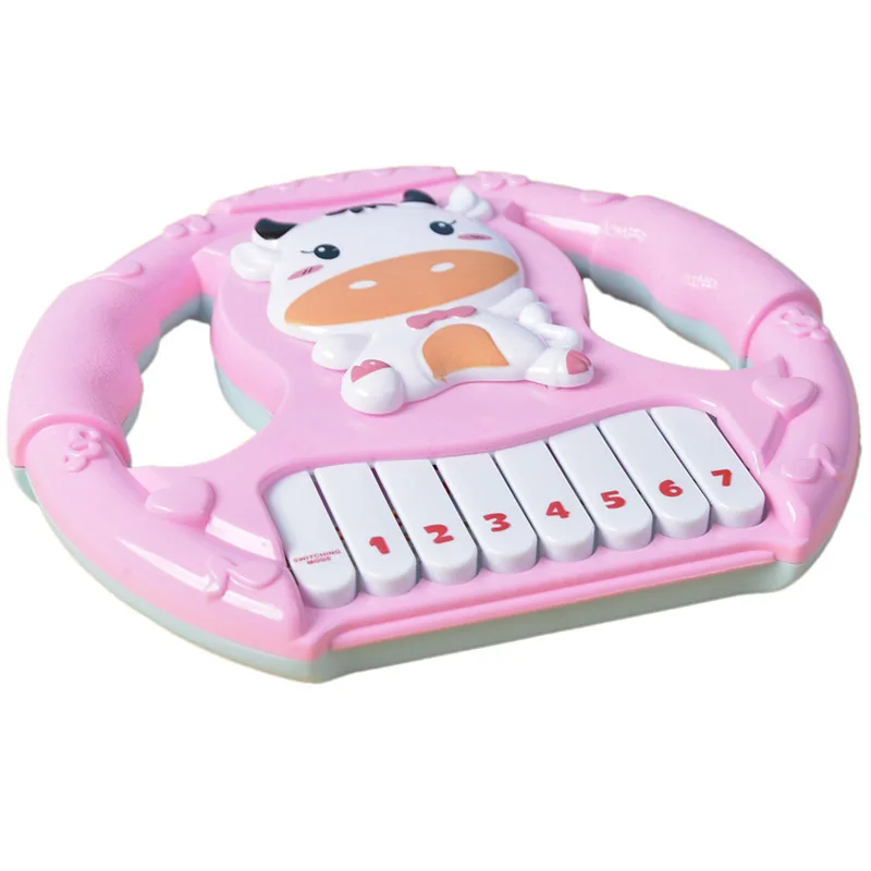 Cartoon Electronic Keyboard Toy Early Education Cartoon Steering Wheel Musical Instrument Toys Electronic Piano Toys For Kid