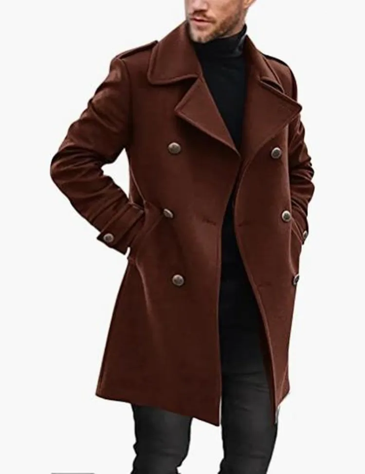 Liu Ming Hot Selling 2024 Fashion Men Stylish Outwear Long Sleeve Pocket Long Jacket Winter Slim Trench Coats