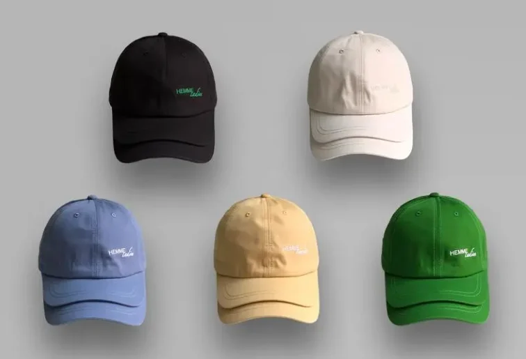 Custom Double Billed Green and White Baseball Caps