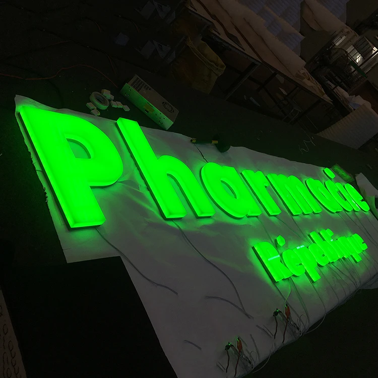 Customized pharmacie shop name logo advertising fronlit illuminated led acrylic letter sign