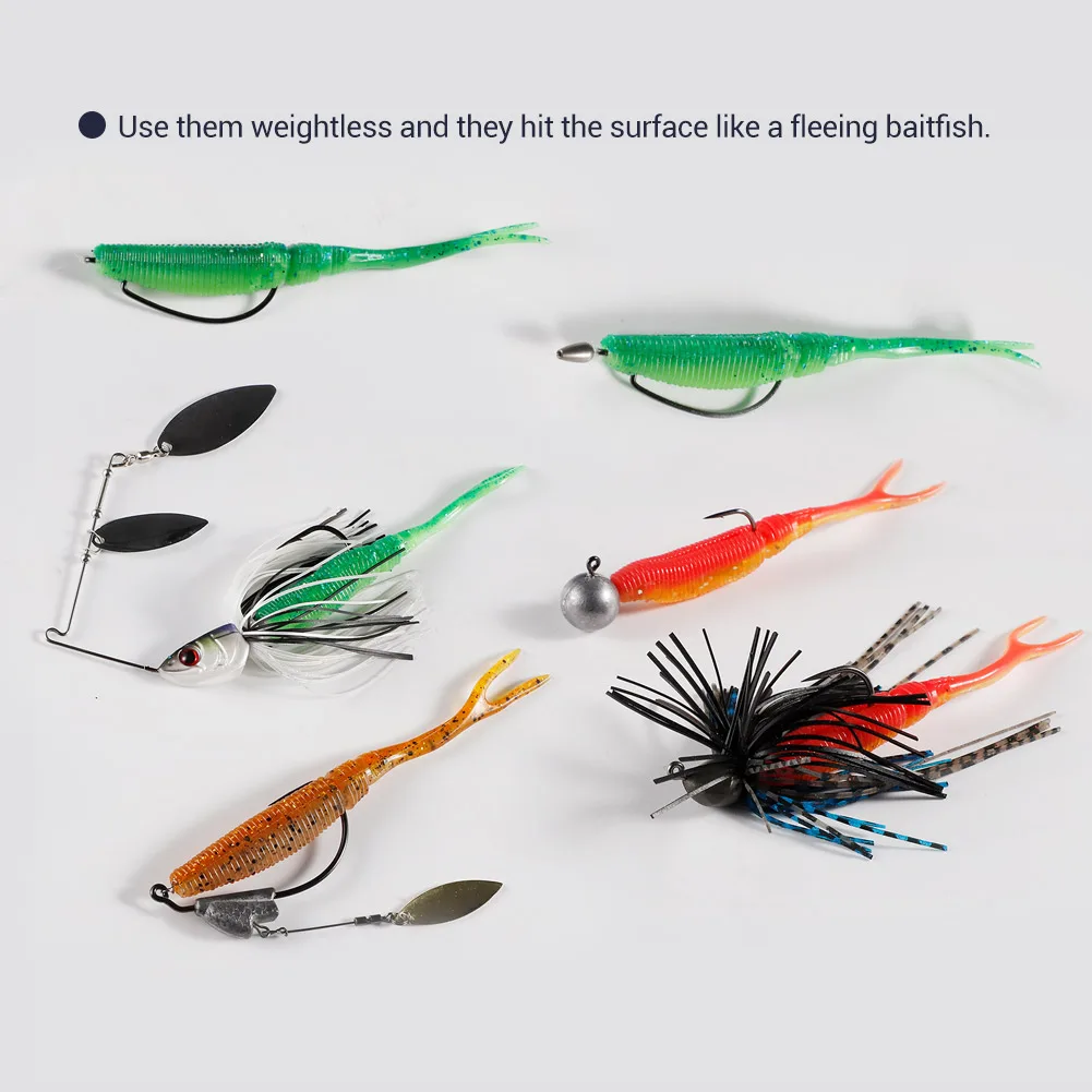 NOEBY 12.5cm 7.5g Pin Tail Fluke Fishing Soft Worms Lure , Soft Plastic Bass Lure Split Tail Bait