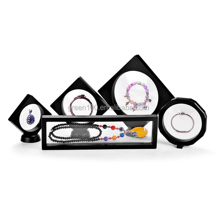 Черная подвеска плавающая рамка коробка черный ювелирный дисплей