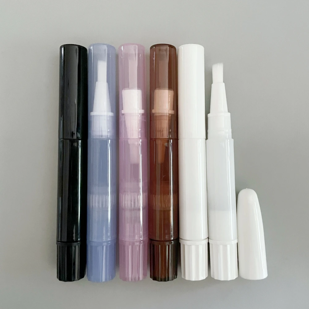 Customized Semi transparent Color Manufactory Private label 1ml mini Liquid Container tube twist Cosmetic pen with brush