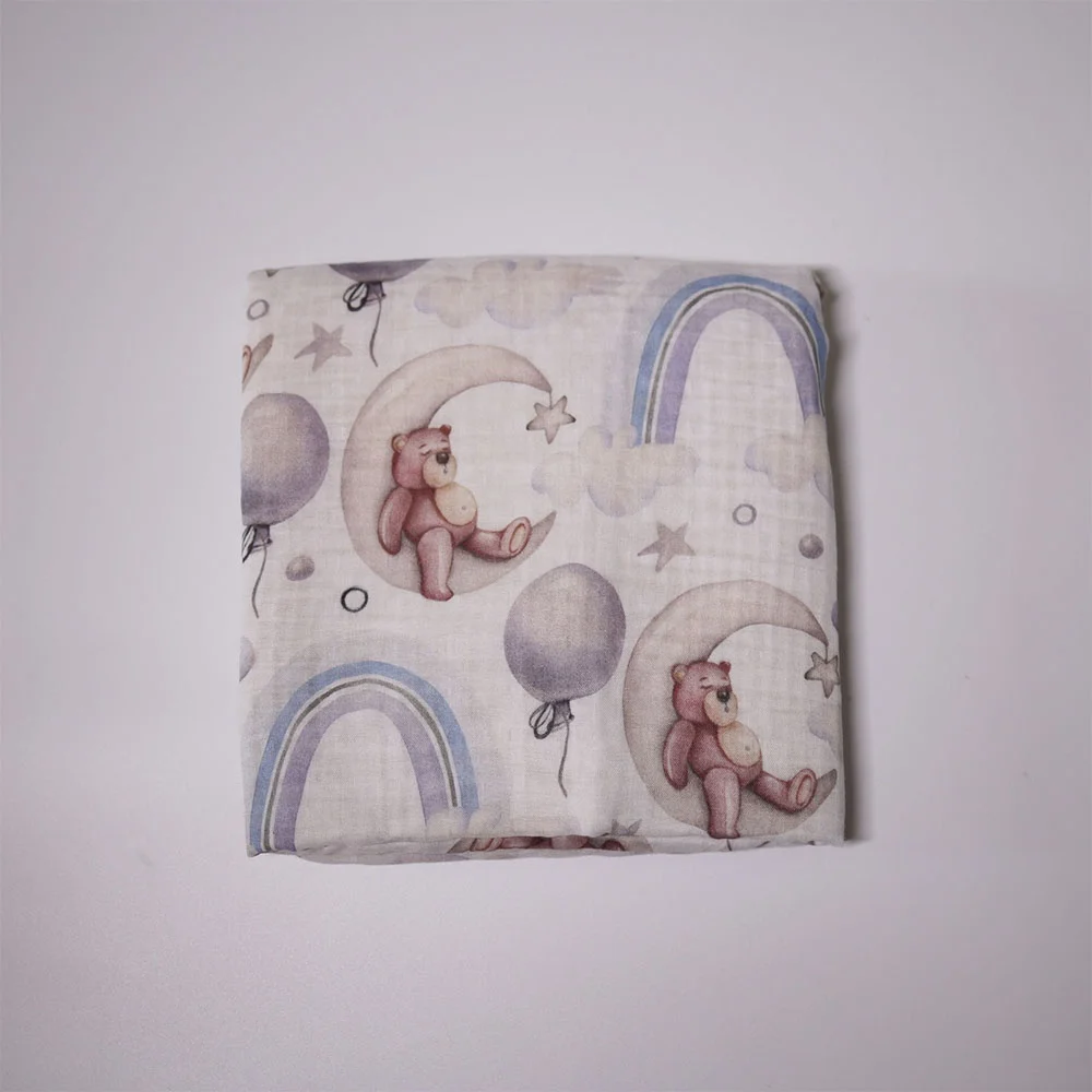 Custom Waffle Fabric Towel For Newborn Wrap Shower Gift With Printed Patterns Bamboo Cotton Baby Muslin Swaddle Blanket