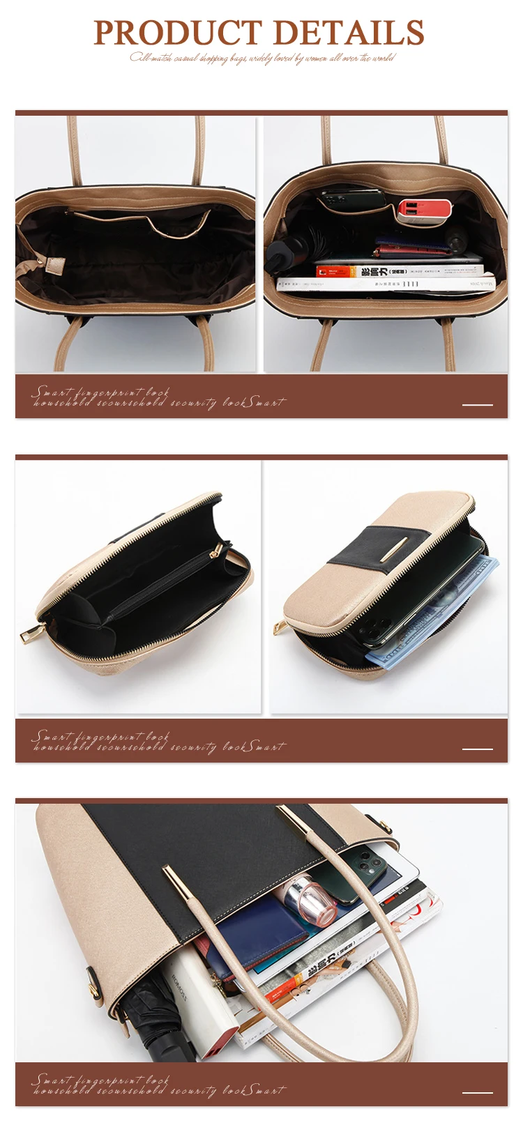 Hot Sell High Quality Custom logo Luxury Pu Leather Carteras Para Mujer 4 In 1 shoulder hand Bag Set Women Handbag Purse Sets