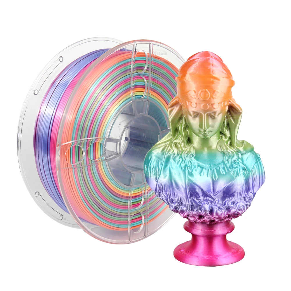 Veeology 3d pla rainbow filament 1kg 1.75mm silk rainbow pla filament 3d printer filament