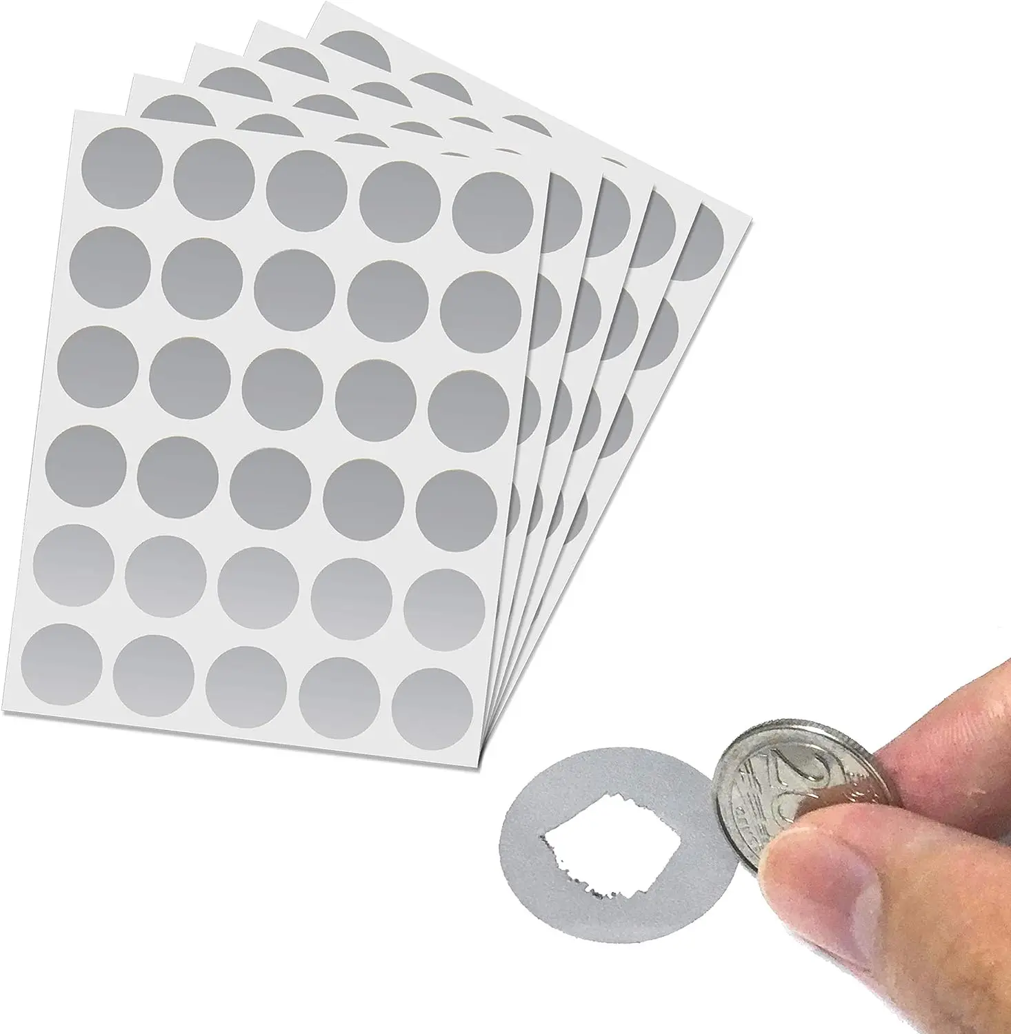Round Scratch Off Labels 1inch (silver) 5 sheets 150 labels  Manual Scratch Off Labels Sticker Tape