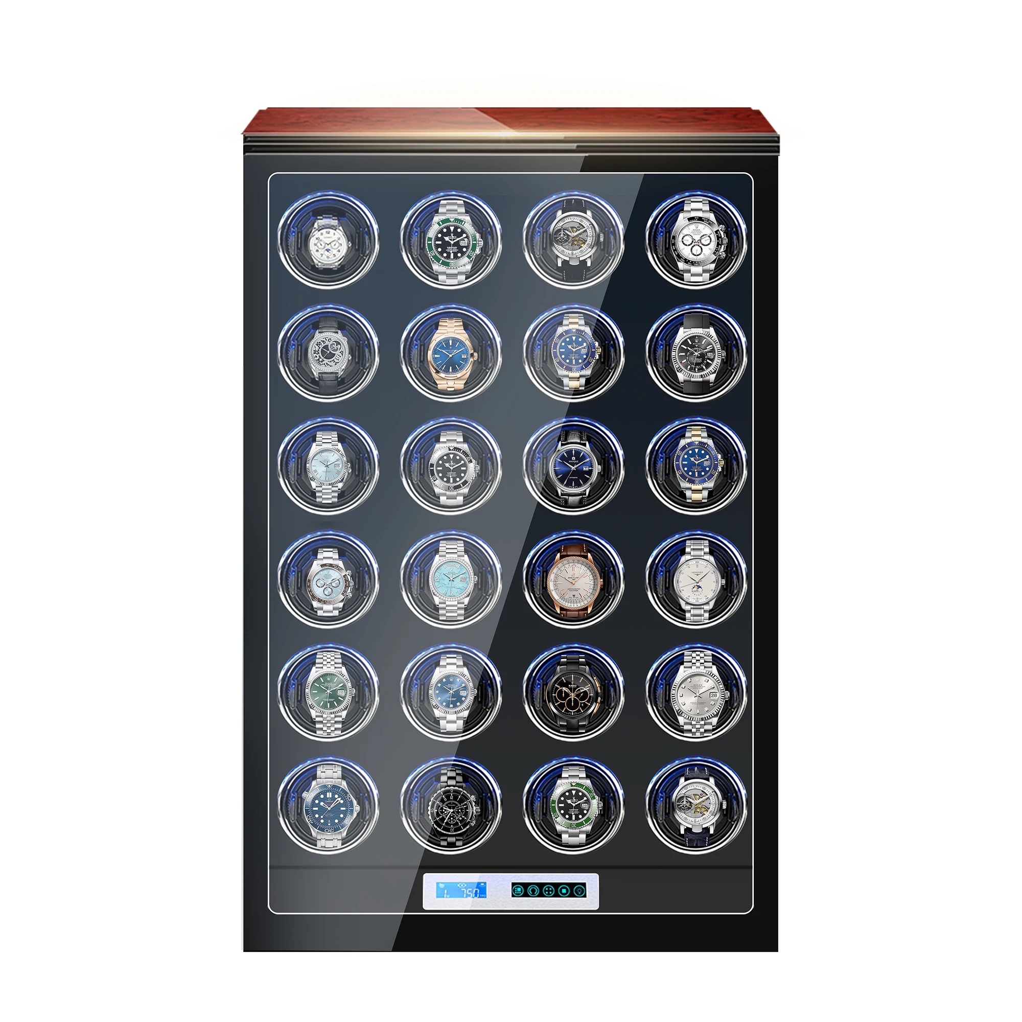 High Quality LED Light Automatic Touch Screen Watch Winder 24 Slots