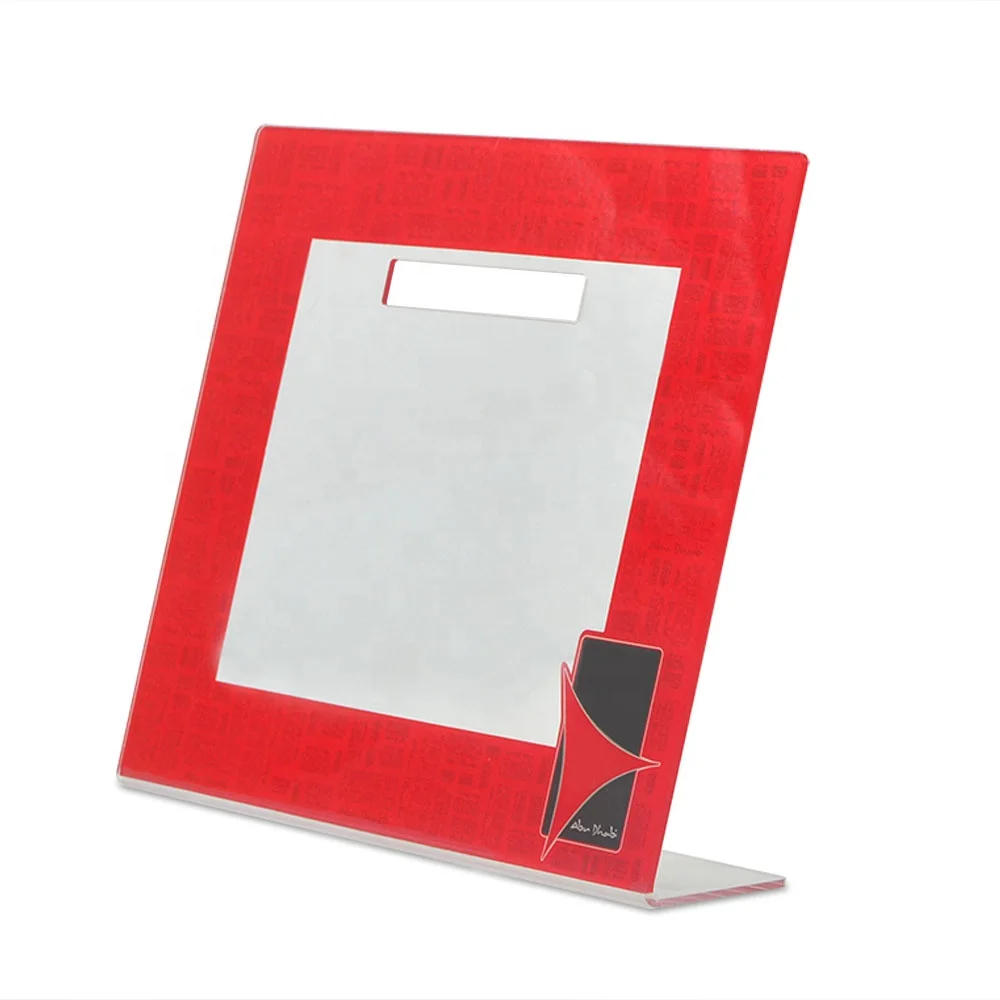 Custom transparent acrylic L-shaped popular logo frame with printed frame