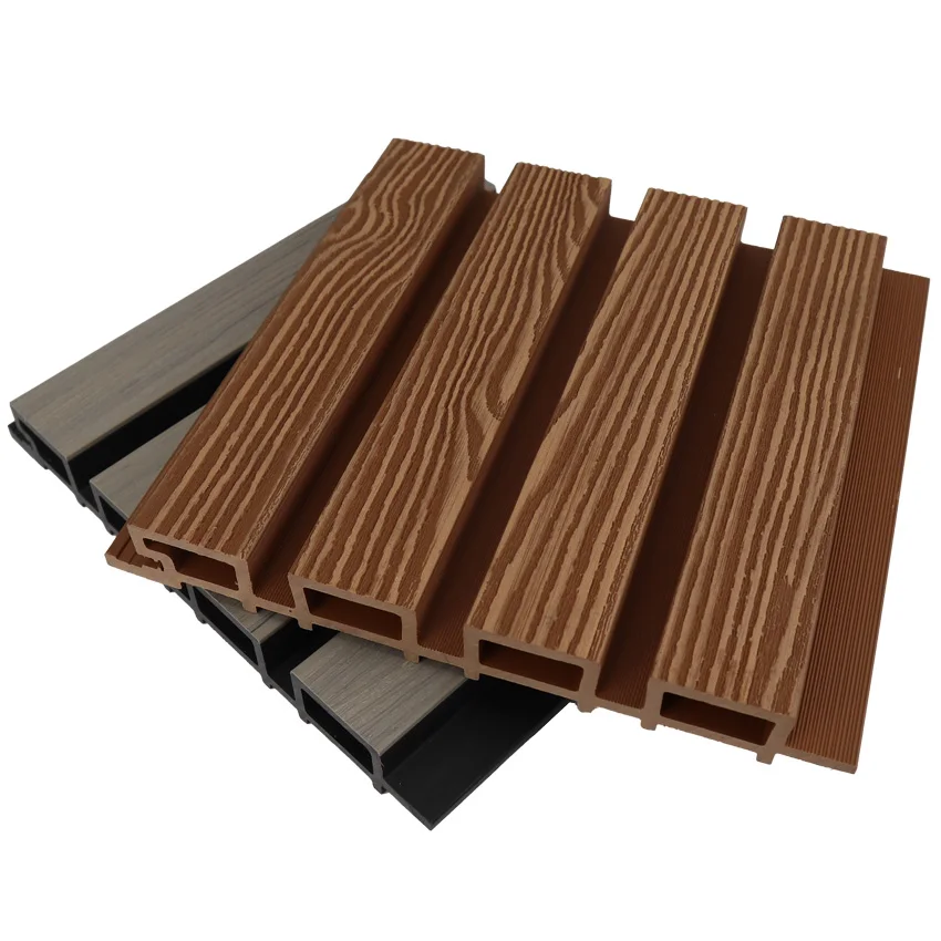 New Outdoor Wall Siding Wall Panels And Boards Decorative Cladding 3d Grain Wood Plastic Composite Wpc Facade Panel For Exterior