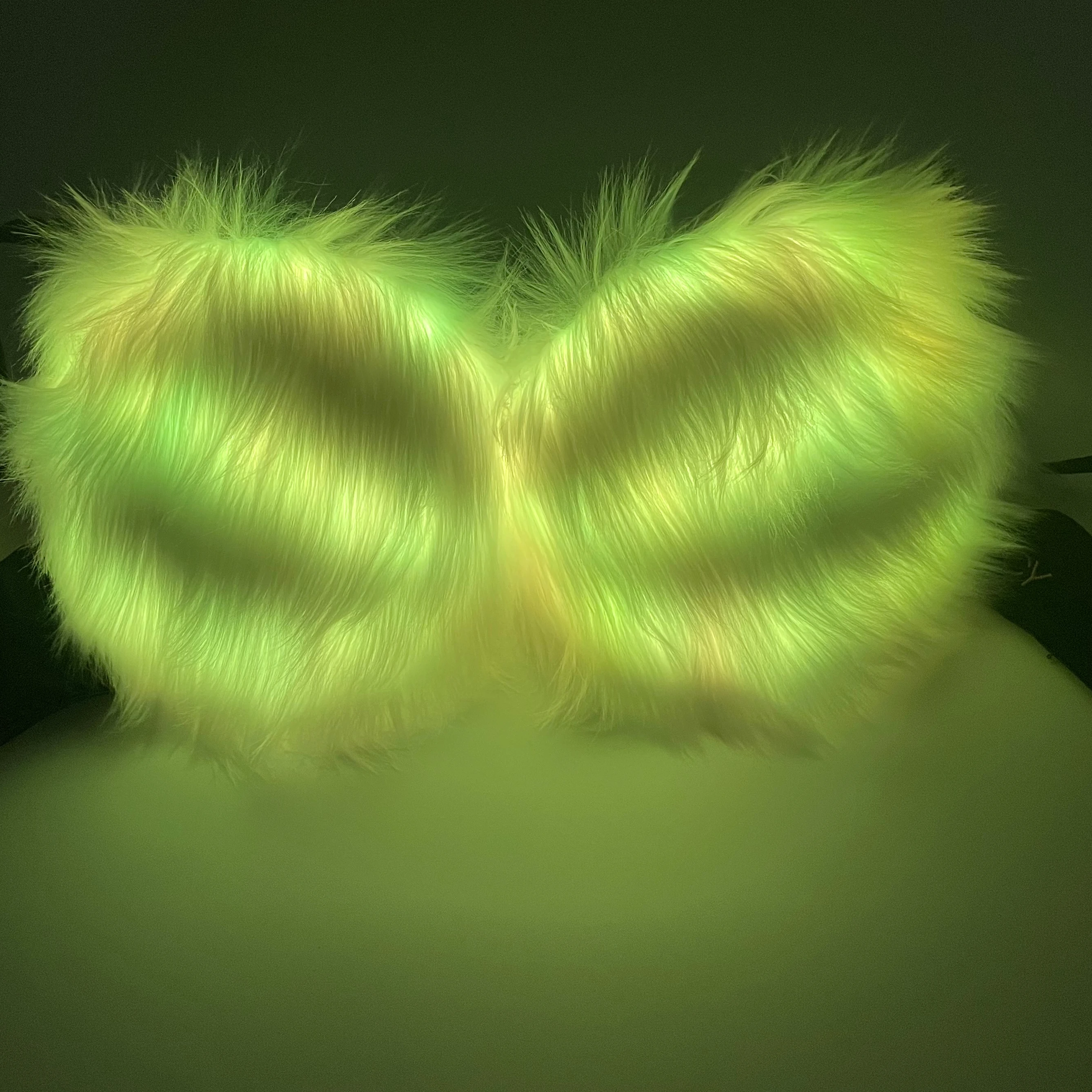 Fantastic Design Led Light Up Flashing Sexy Furry Bra For Dancing Party Rave Wear