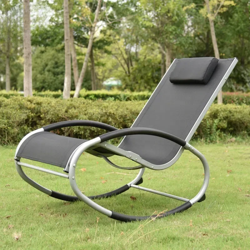 High Quality Homecome Garden Furniture Zero Gravity Outdoor Rocking Chair Sun Lounger Backyard Patio Lawn Metal Chaise Lounge