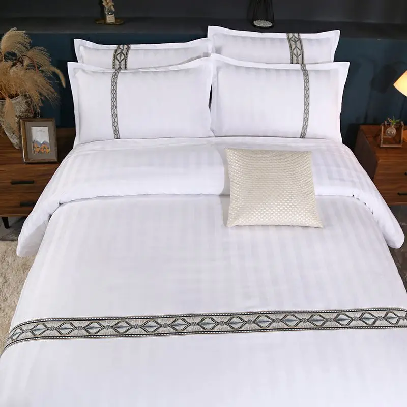 Luxury Hotel Bedroom Queen King Size Bed Linen Used Pakistan Cotton 4 Pcs Bedding Bed Sheet Set