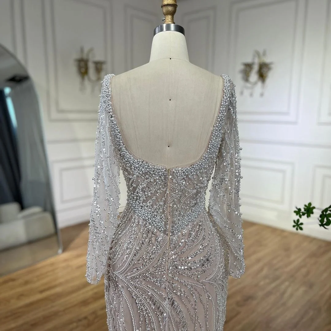 Long Sleeves Pearls Beaded Mermaid Evening Dresses Serene Hill LA72266A Formal Party Gowns 2024 for Women