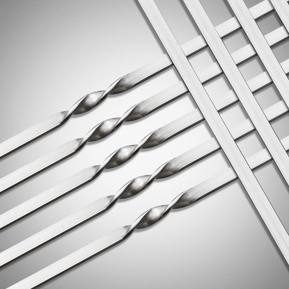 
10 Pieces New 16 Inches 40cm 304 Stainless Steel flat BBQ Skewer Long Metal Grilling Skewer Stick 