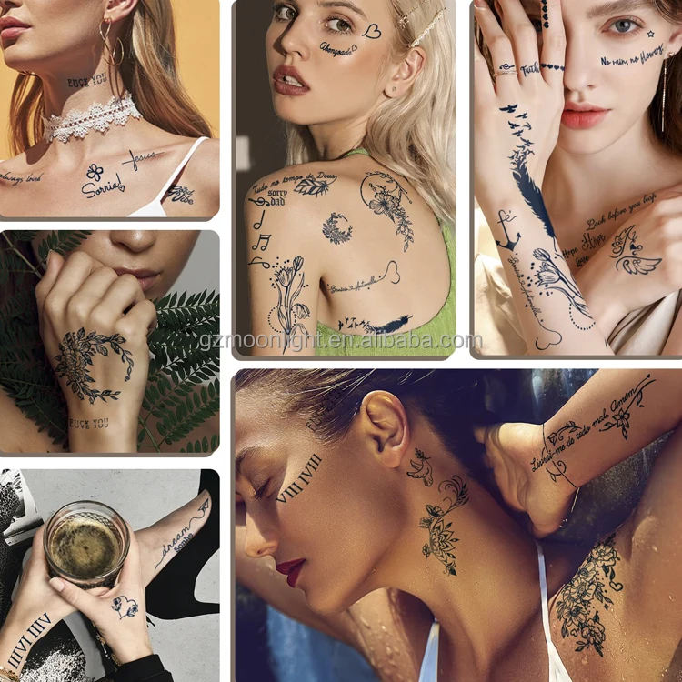 Factory Custom Herbal Skin sticker Safe Long Lasting 15 Days Realistic Dark Blue Semi Permanent Herbal Juice Tattoo