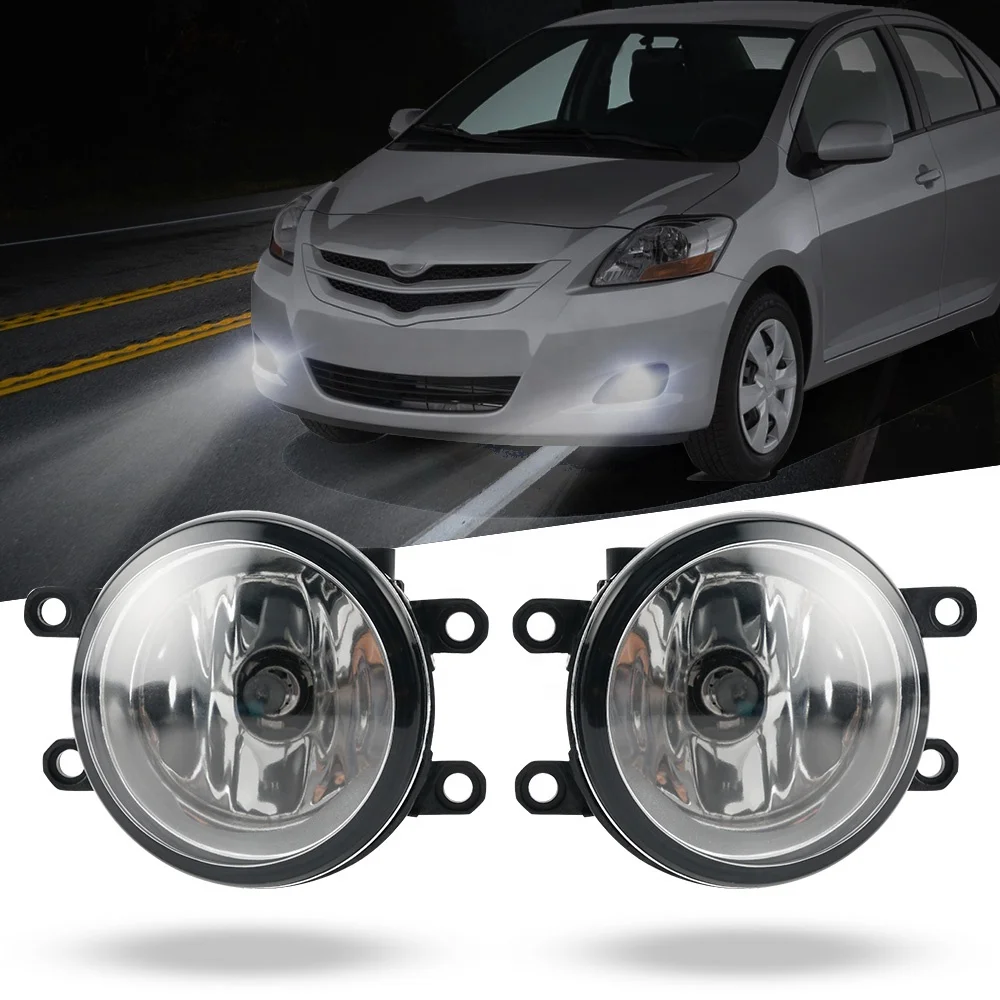 Bevinsee Front Bumper Driving Lamp Clear Fog Light Assembly Kit Headlight Projector Len LED For Toyota Yaris Hatchback 2006-2008