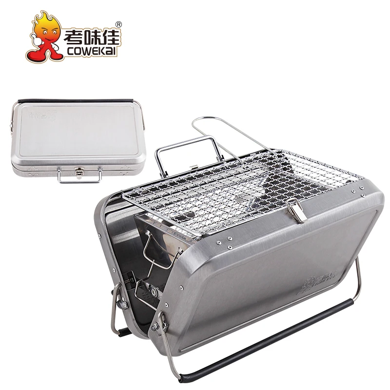 Outdoor Small Barbeque Grill Equipment Oven Portable Stainless Steel Charcoal Kebab BBQ Grills