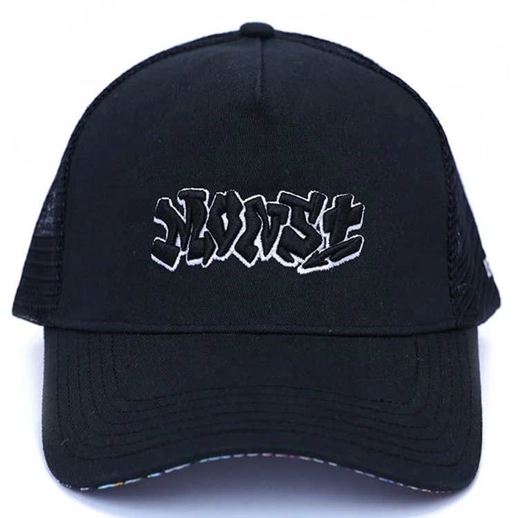 A Frame Printed Trucker Cap 5-panel Hat 100% Cotton Male Trucker Hats With Embroidery