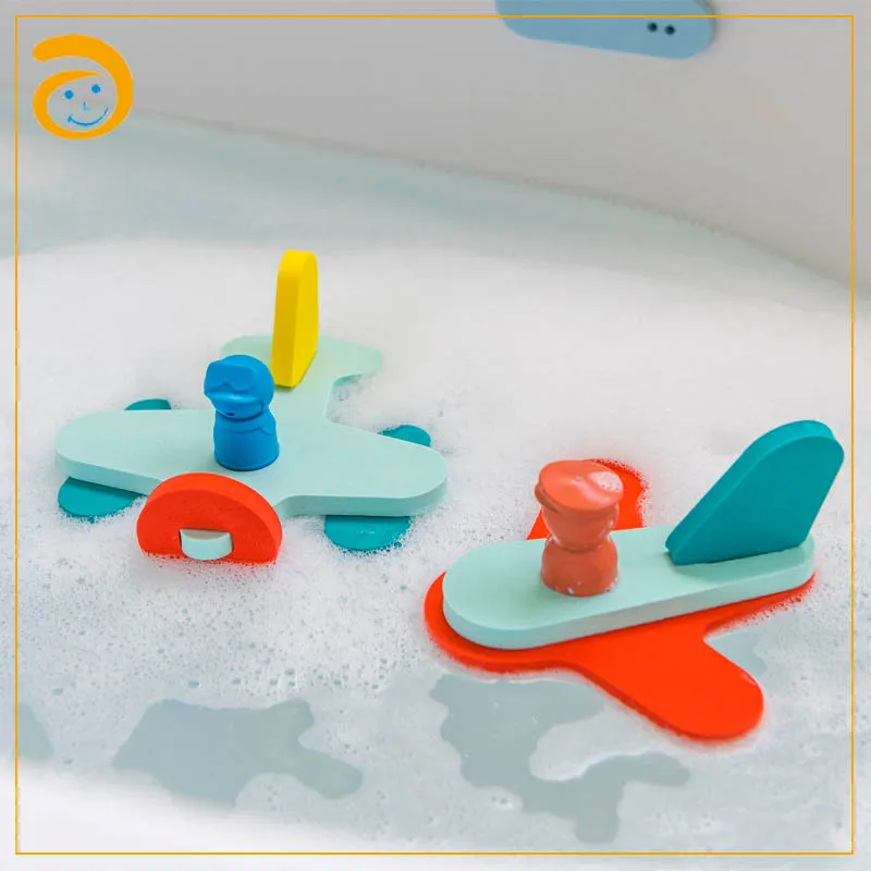 floating soft baby bath toys eva bath funny foam educational plane shape new design eva foam tub bath toys for kids