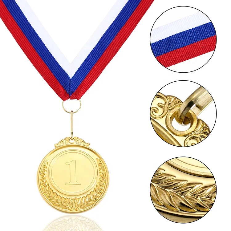 Hot trending products custom printing running gold metal award sport medal with ribbon
