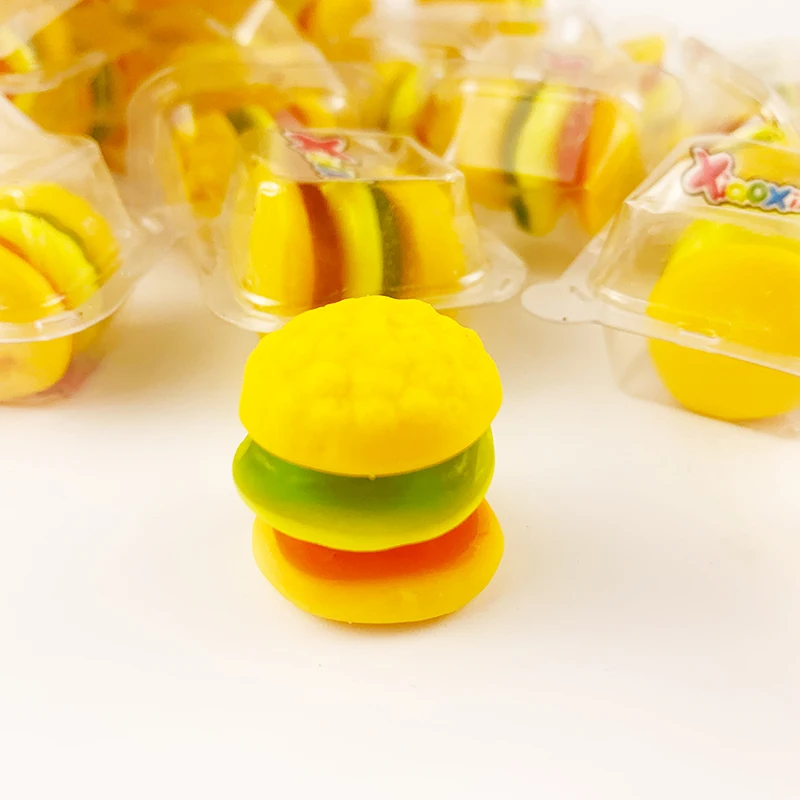 Mixed Fruit Flavor Macaron Confectionery Creative Hamburger Shape Gummy Candy