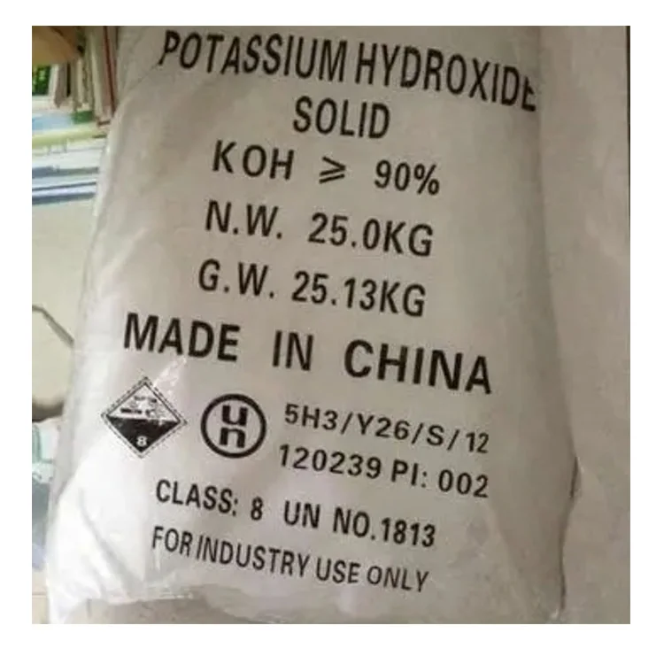 high quality 25kg potassium packing bag hydroxide 90% K oh price